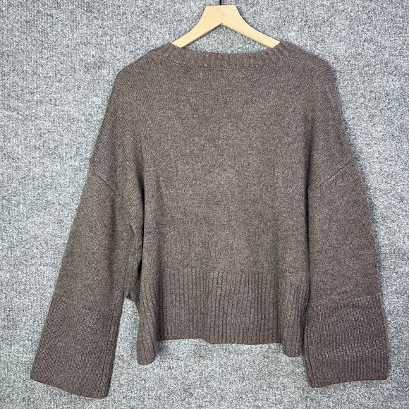 New L'ACADEMIE Corrina V Neck Wool Sweater in Umber Brown Size XL - Picture 2 of 10